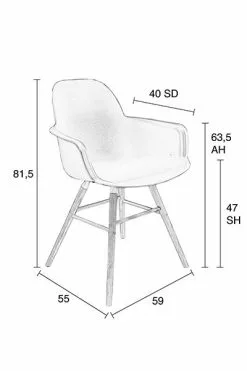 Zuiver Albert Kuip Stol M/armlene 2stk Rosa -Bord Försäljningsbutik 1200134 12crop 1