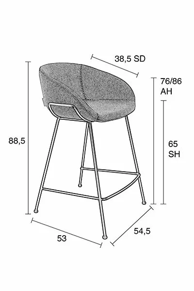Zuiver Feston Barstol 65 Cm Grå 2stk 13 Zuiver Feston Barstol 65 Cm Grå 2stk - Bild 11