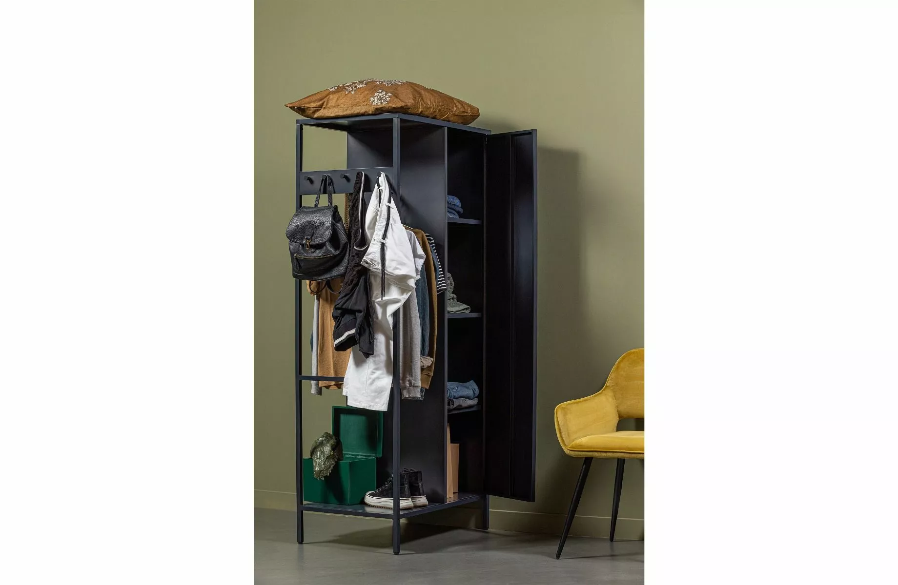 WOOOD Coen Garderobeskap Metall Antrasitt 4 WOOOD Coen Garderobeskap Metall Antrasitt - Bild 2