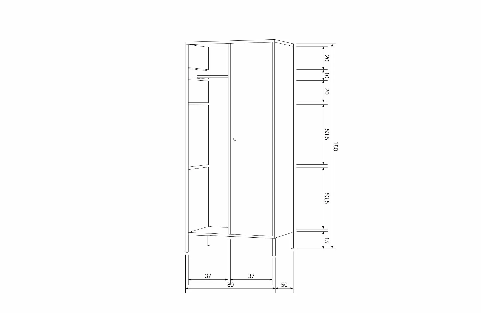 WOOOD Coen Garderobeskap Metall Antrasitt 12 WOOOD Coen Garderobeskap Metall Antrasitt - Bild 10