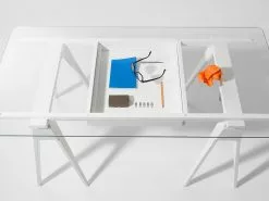 Design House Stockholm Arco Table White Med Glasplatta Och Lådor -Bord Försäljningsbutik arco drawer white preview