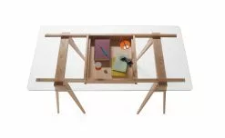 Design House Stockholm Arco Bord Ek Med Glasplatta Och Lådor -Bord Försäljningsbutik arco oak topview iso preview