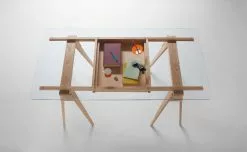 Design House Stockholm Arco Bord Ek Med Glasplatta Och Lådor -Bord Försäljningsbutik arco oak topview preview