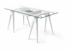 Design House Stockholm Arco Table White Med Glasplatta Och Lådor -Bord Försäljningsbutik arco white iso preview