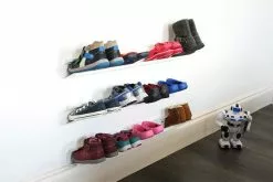 J-me Skohylla, Vit 700mm, Pulverlackerat Stål -Bord Försäljningsbutik kids horizontal shoe rack stacked landscape toy 2