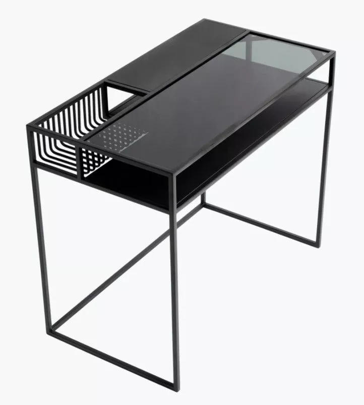 Muubs Denver Skrivebord Metall/Glass Sort 4 Muubs Denver Skrivebord Metall/Glass Sort - Bild 2